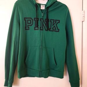Victoria Secret Pink zip up sweater-green and size large